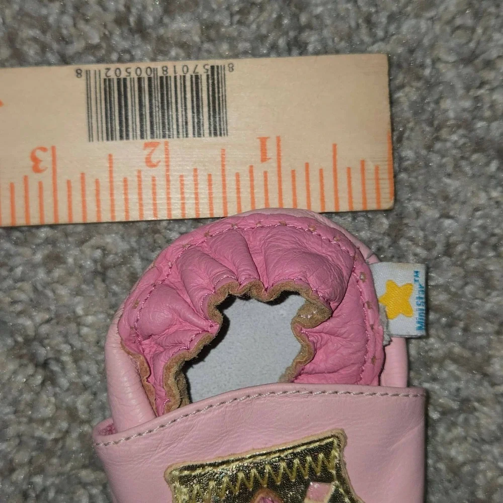 Ministar Infant Leather Shoes Pink Gold Crown Soft Sole Baby Shoes